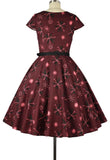 50s Sweetheart Belted Print Dress