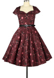 50s Sweetheart Belted Print Dress