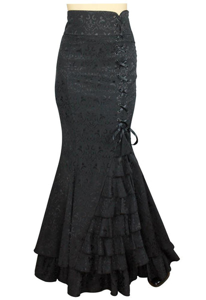 JACQUARD RUFFLED HEM SKIRT ブラック Mサイズ Ameri VINTAGE - JACQUARD RUFFLED HEM SKIRT ブラック Mサイズ