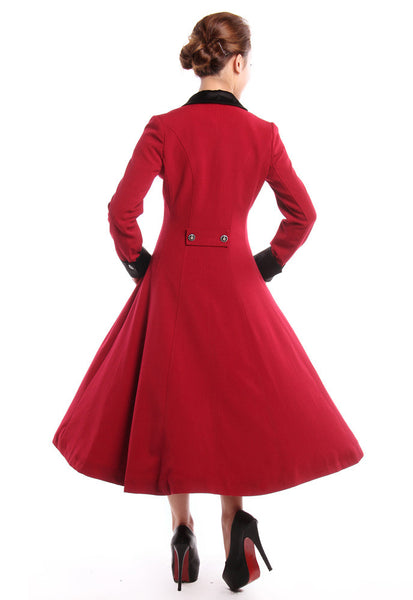 Vintage Inspired Long Wool Princess Coat Women Fit and Flare Coat