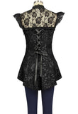 Steampunk Rose Print Lace Top with Corset Back