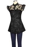 Steampunk Rose Print Lace Top with Corset Back