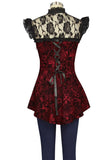 Steampunk Rose Print Lace Top with Corset Back