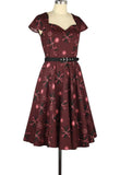 50s Sweetheart Belted Print Dress