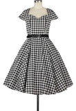 50s Sweetheart Belted Print Dress