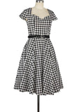 50s Sweetheart Belted Print Dress