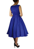 Satin Solid Belted Flared Dress