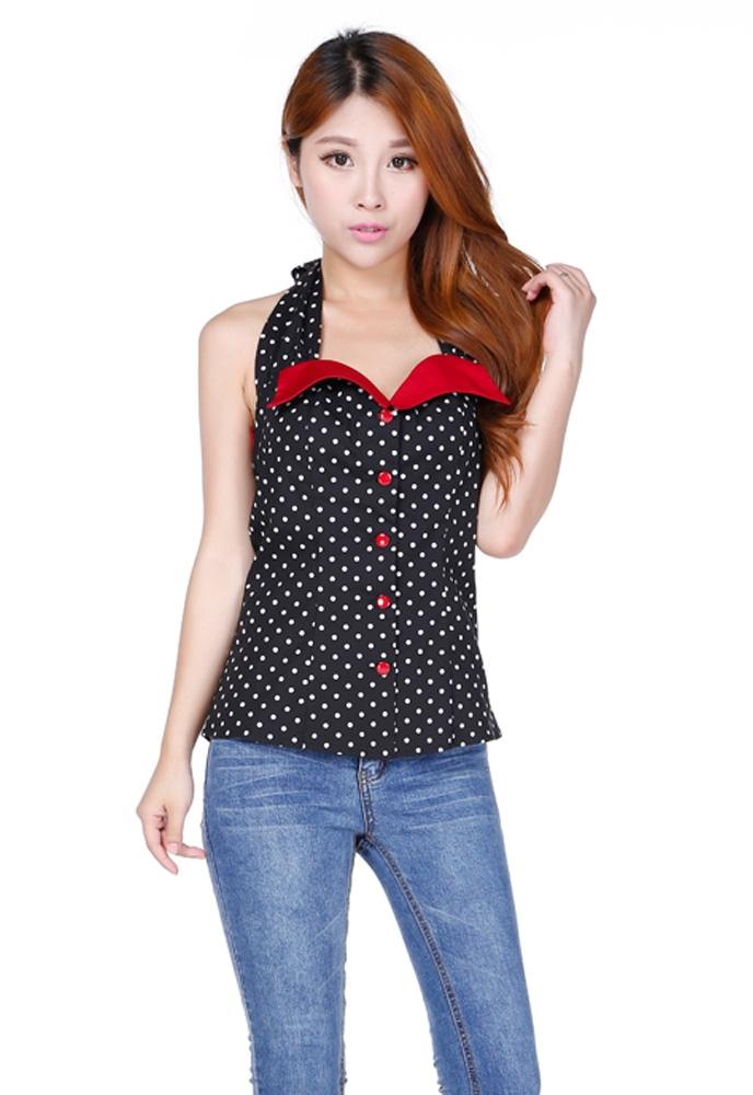 Polka Dot Retro Halter Top – Mode Mundo