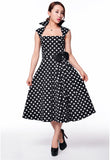 Polka Dot Bow Pleat Dress