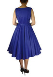 Satin Solid Belted Flared Dress