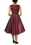 Satin Solid Belted Flared Dress