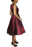 Satin Solid Belted Flared Dress