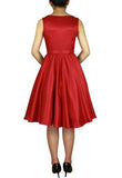 Satin Solid Belted Flared Dress