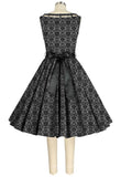 Boat Neck Cutout Print Dress