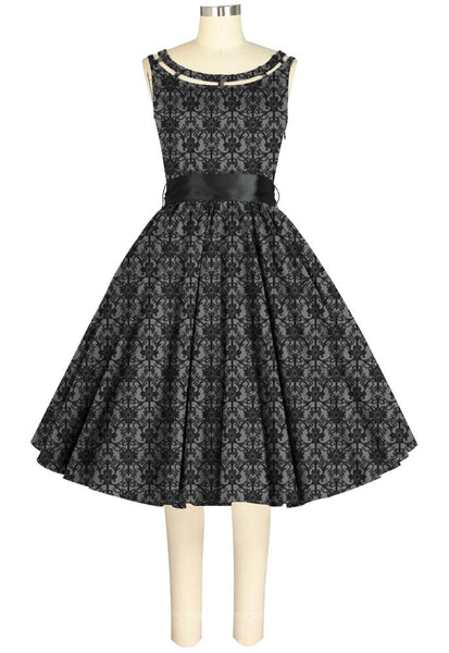 Boat Neck Cutout Print Dress