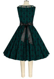 Boat Neck Cutout Print Dress