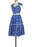 Cap Sleeve Retro Print Hidden Pocket Dress