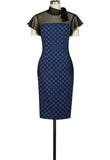 Fishnet Retro Pencil Print Dress