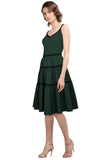 Layered Trim Spaghetti Strap 50s Dress