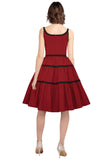 Layered Trim Spaghetti Strap 50s Dress