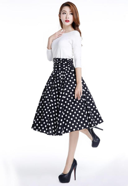 Polka Dot Retro Ruched 50s Skirt – Mode Mundo