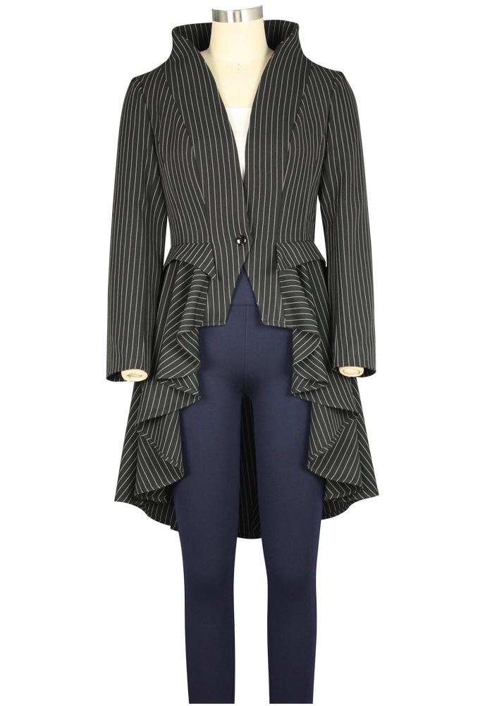 Chic Star Sartorial Splendor Pinstripe Jacket 8 USA / Black