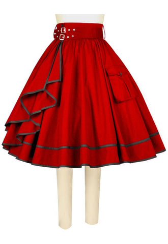 Side Ruffle Corner Pocket Skirt